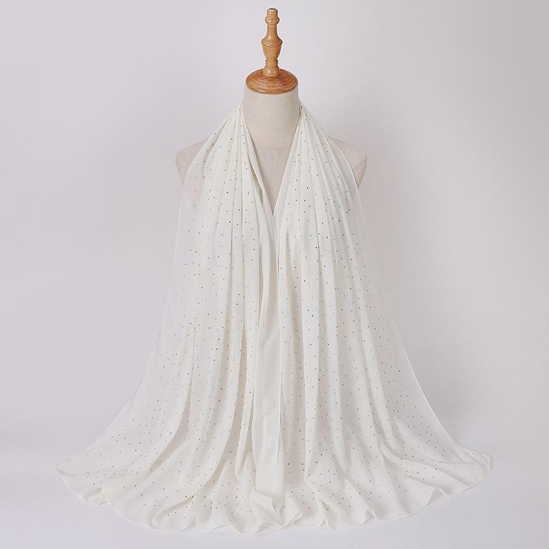 New Malaysia-Indonesia Pearl Chiffon Gypsy Hot Diamond Headscarf, Spring and Summer Long Ladies Hijab Scarf