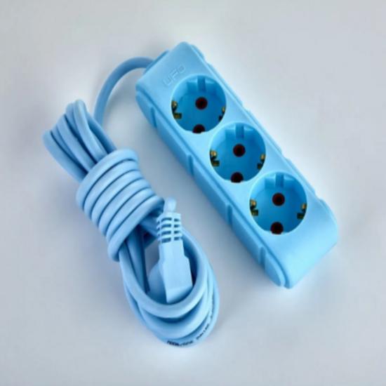 

2-метровая проводная групповая розетка синего цвета с тройным заземлением 2 м