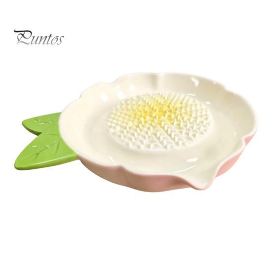 Ingwer Knoblauch Paste Maker Keramik Reibplatte, mit Blattgriff-Design, Manuelles Zermahler Werkzeug Einfache Reinigung Küchen Reibwerkzeug, für Und Zitrone