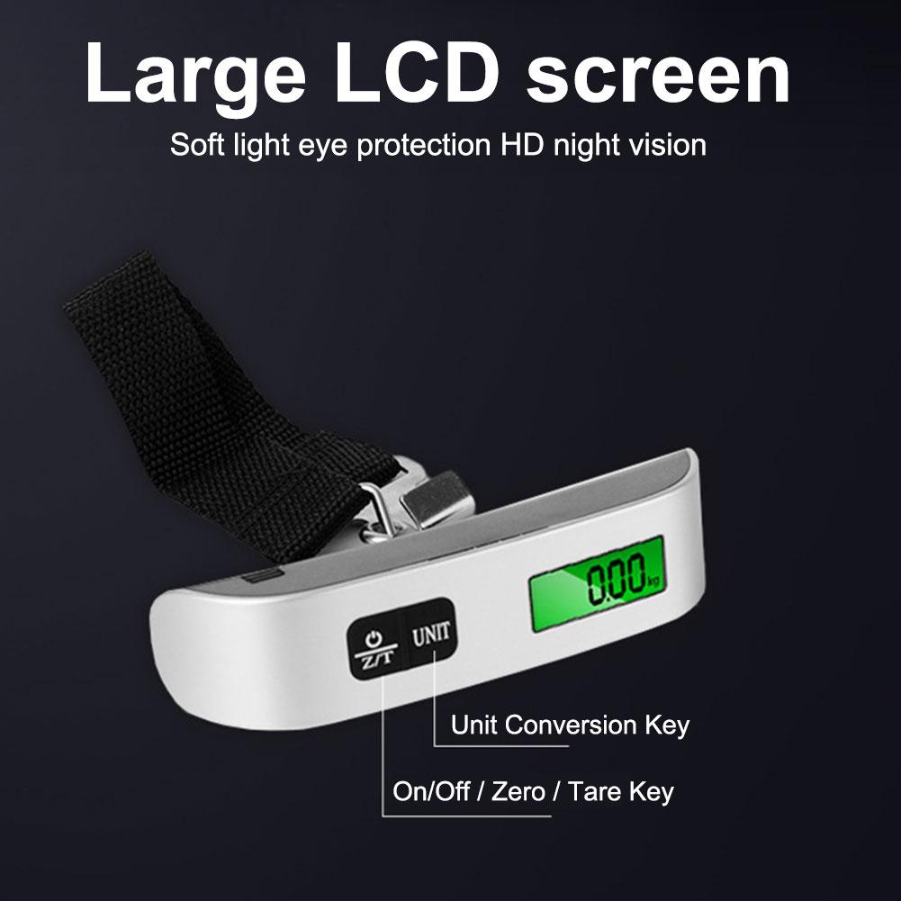 50kg/110lb Electronic Hanging Suitcase Travel Weighs LCD Display Pocket Electronic Suitcase Travel Scale Hand Luggage Scale