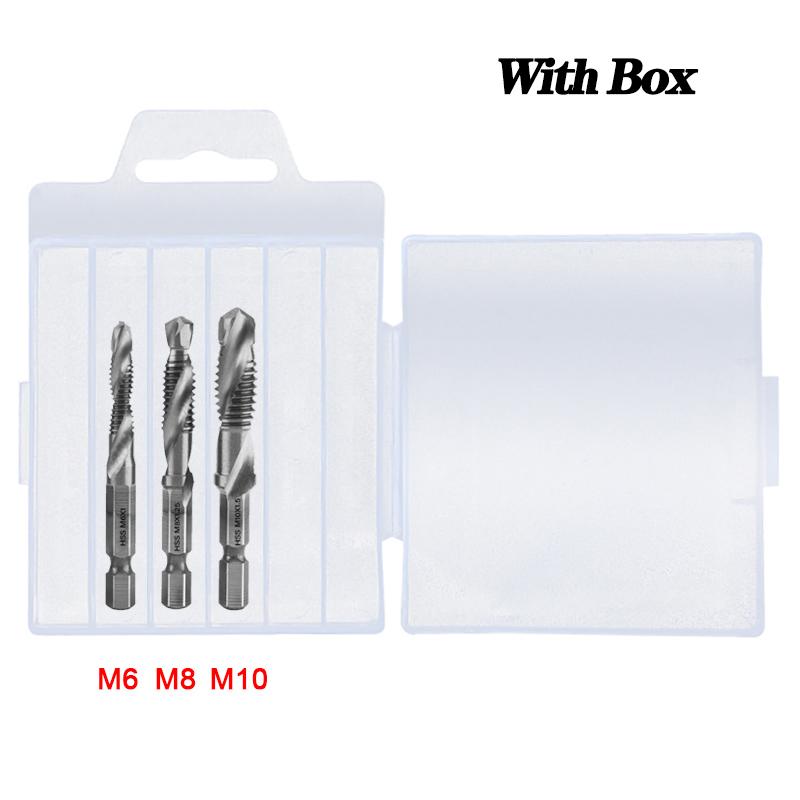 1/6Pcs Tap Drill Bit Set Hex Shank Titanium Plated HSS Screw Thread Bit Screw Machine Compound Tap M3 M4 M5 M6 M8 M10 Hand Tools