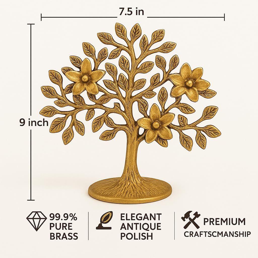 Pure Brass Kalpavriksha Tree – Antique Tree of Life | Vastu & Feng Shui Good Luck Gift | Brass Decoration Item for Home & Living Room