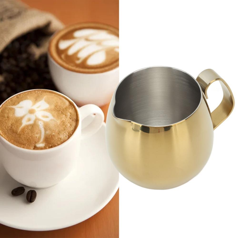 300ml Capacity Milk Frothing Pitcher Golden Latte Art Milk Jug Cappuccino Pitcher  Latte Art