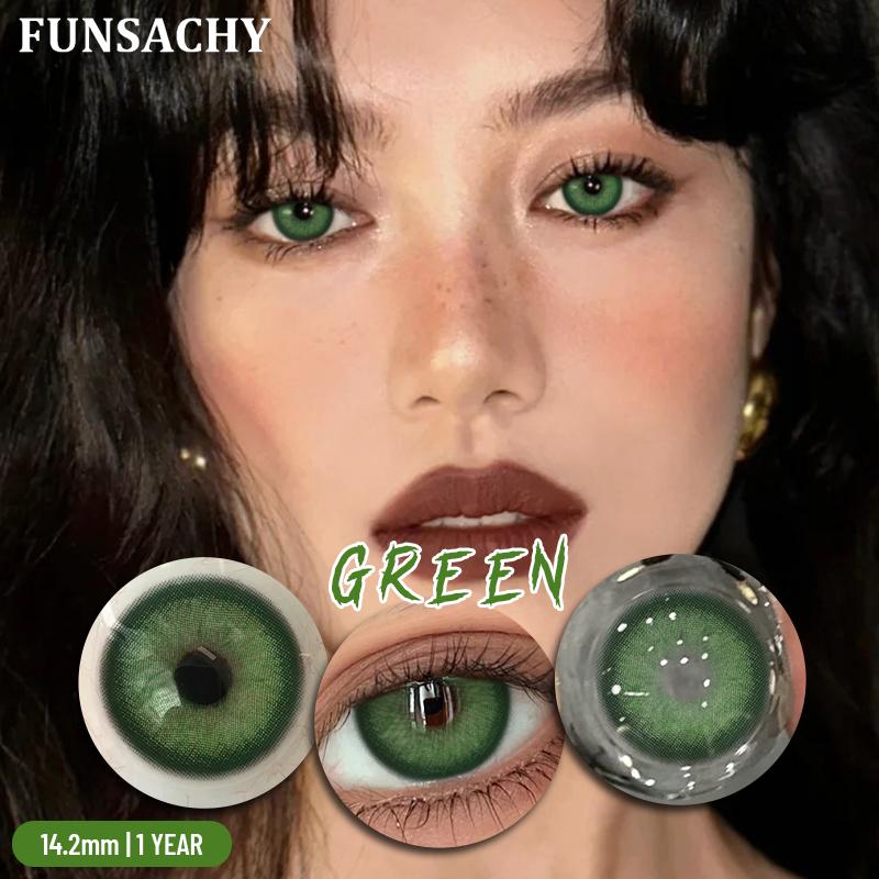 FUNSACHY 2PCS Contact Lenses Fashion Korean Brown Lenses for Eyes Grey Colored Contacts Cosmetics Blue Beauty Pupil Yearly Use
