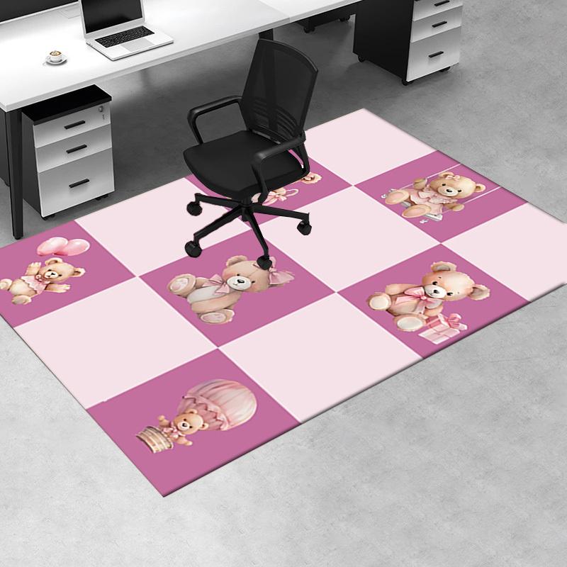 Pink Teddy Bear Chair Mat Office Carpet, Oversized Rug for Home Decor, Sofa Mat, Desk Pad, Gift Idea, Living Room, Bedroom, Various Rooms