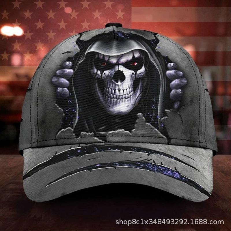 Casquette de baseball à imprimé D POD crâne casquette rétro européenne et américaine personnalisée chapeau de soleil