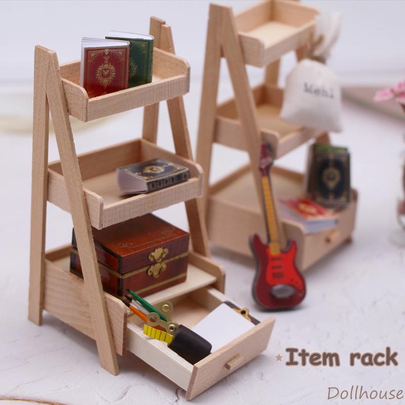 1Pcs Dollhouse Miniature Plant Wooden Shelf Flower Stand Simulation Furniture Fairy Garden Tool Storage Rack Decoration Accessor