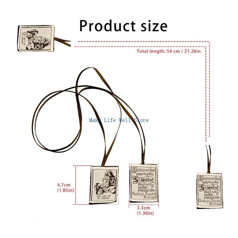 Brown Scapular Our Lady of Mount Embroidered Scapular Catholic Necklace