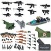 Army Guns Bricks Weapon Pieces Pack Blocks Soldiers Figure Accessories Parts Sandbag Cannon Rubber Boat Bricks WW2 Military Toys