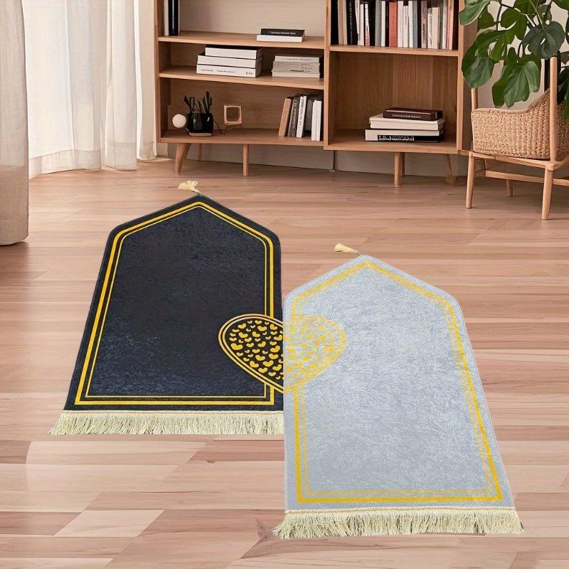 

Portable Muslim Prayer Mat Thickened Velvet Non-Slip Embossing Prayer Rugs with Tassel Ramadan Gifts for Travel Couple Tapetes 2PCS-60x100cm