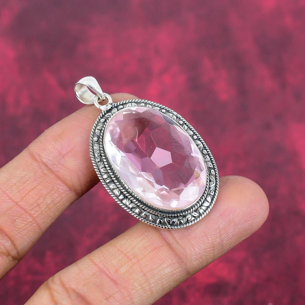 Pink Kunzite Pendant Gemstone Jewelry, 925 Solid Sterling Silver Pendant, Handmade Jewelry Birthstone Pendant, Gift For Him