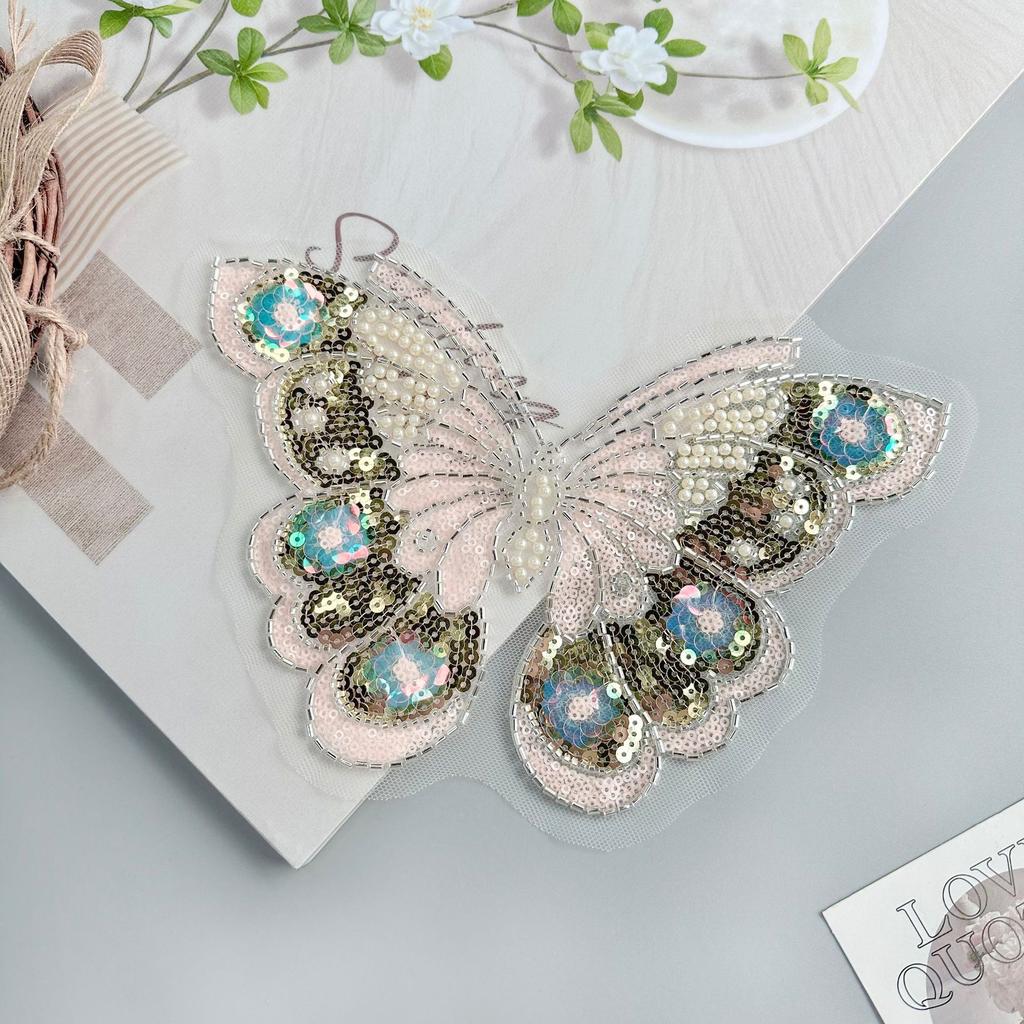 Colored Butterfly Shiny Sequins Mesh Beads Decorative Clothing Luggage Dress Top Accessories Cloth Stickers Accessories