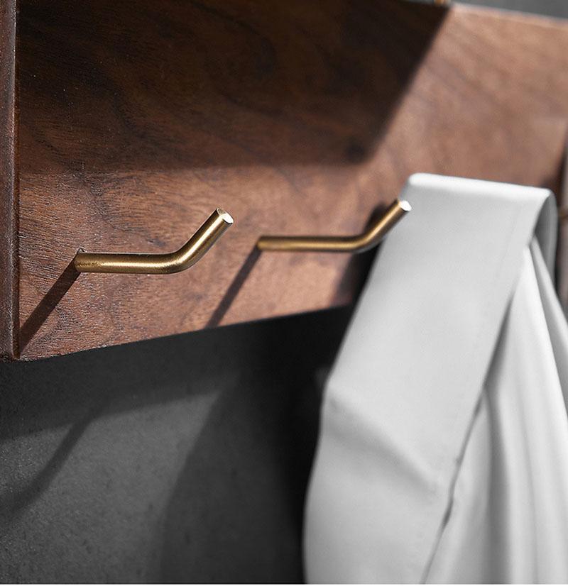 Solid wood Bathroom Hanging Coat Hook Wall Mounted Storage Rack Towel Rack Bedroom Coat Hat Hook Bathroom Shelving