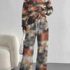 Tie-Dye European, American Autumn And Winter Casual Long-Sleeved Suit Women'S Hooded Sweater Trousers Two-Piece Set Striped