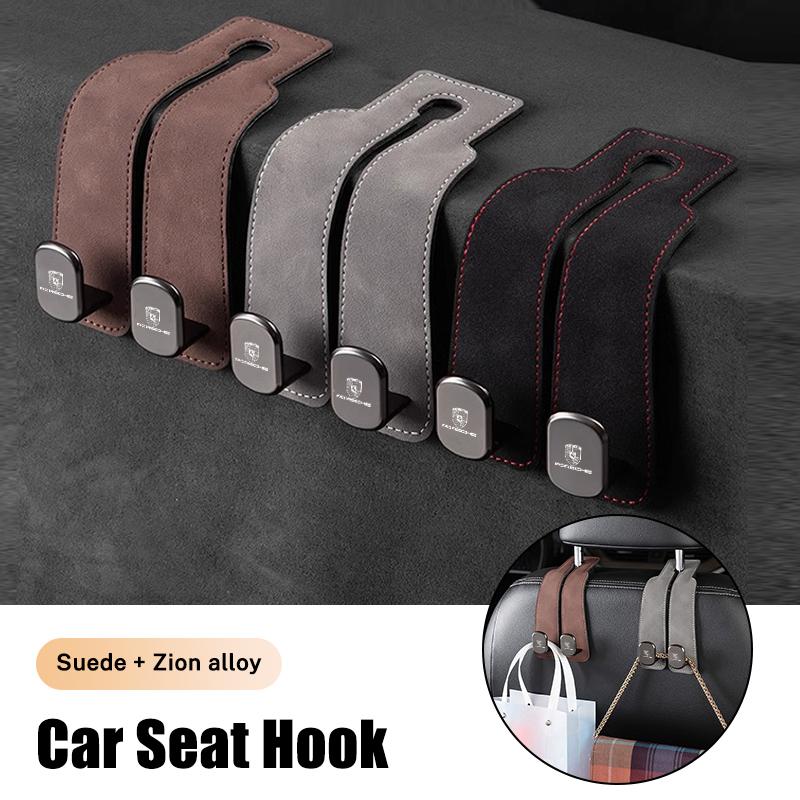 Universal Car Seat Backrest Double Hook Storage Holder Hooks For Porsche Cayenne Panamera Macan Boxster Cayman 718 911 Sticker GO3