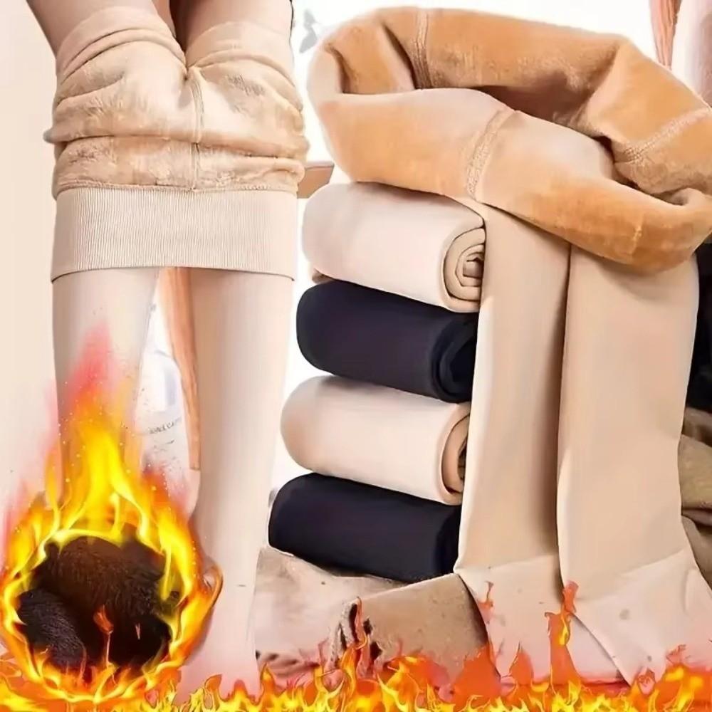 High Waist Winter Velvet Leggings Solid Color Thermal Leggings Fleece Lined Leggings  Autumn Winter