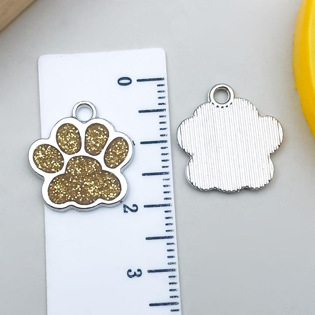 DIY Glitter Dog Paw Pendant: Alloy Drip Oil Jewelry for Pet Tags & Bracelets