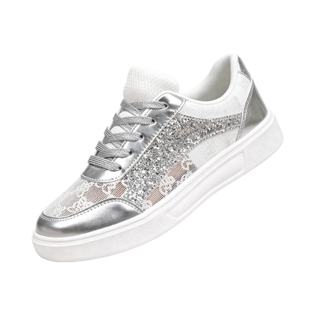 Lace Up Breathable Flat Sport Shoes for Women Lightweight Casual Sneakers with Hollow Out Design and Comfortable Sole for Daily Wear