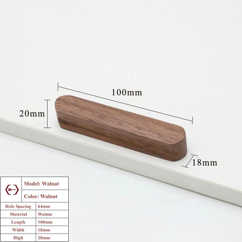 Walnut Beech Kitchen Cabinet Handle Drawer Solid Wood Furniture Door Drawer Round Knob Cupboard Wooden Handle Hardware Long Pull