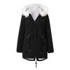 Womens Warm Parka Coat With Faux Fur Collar Hooded Mid-Length Cotton Padded Winter Outerwear