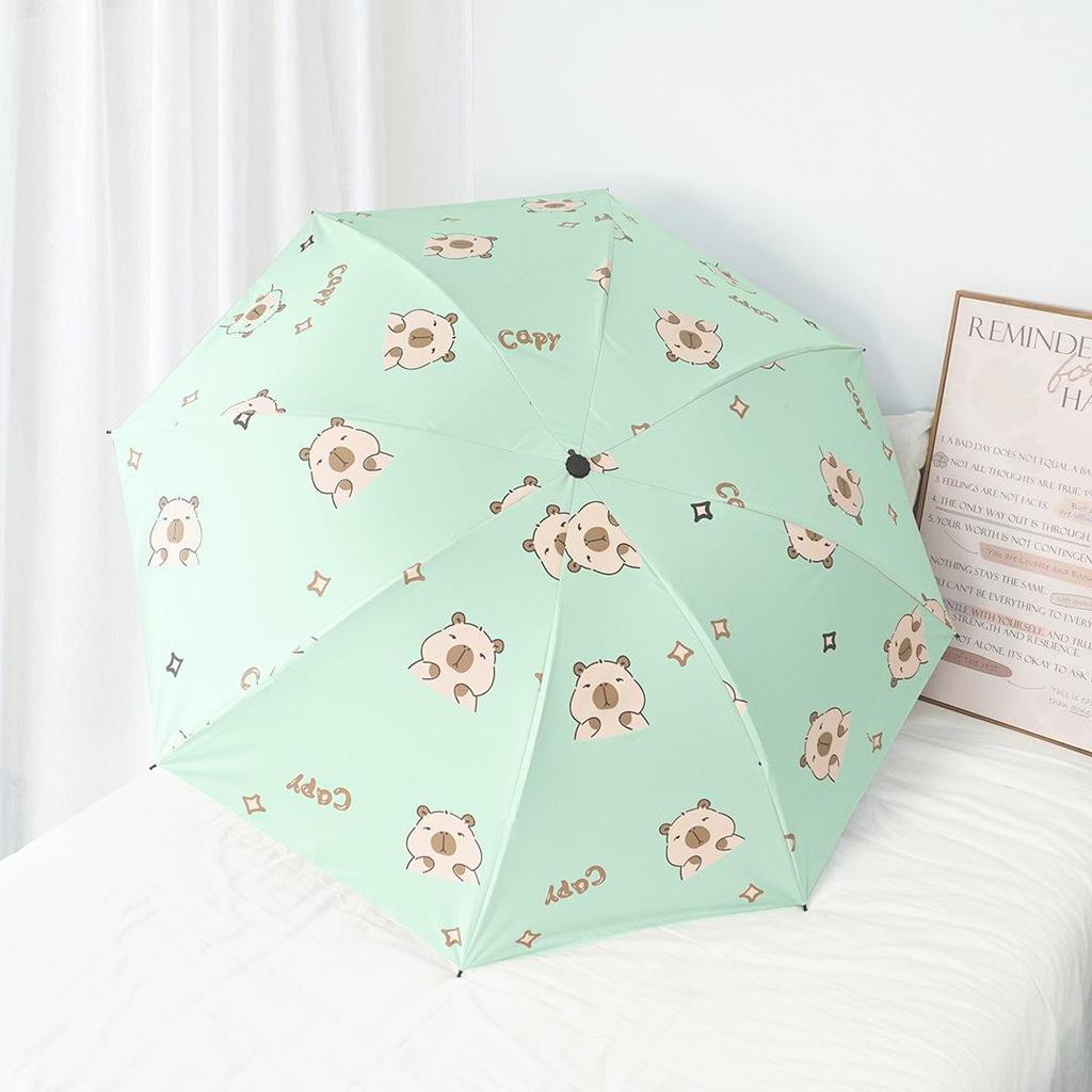 Custom Logo Sunshade Cartoon Folding Umbrella - Dual-Use, Anti-UV, Rain or Shine