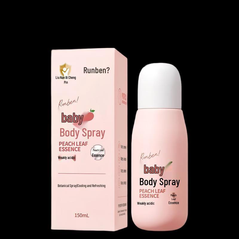 Runben Baby Talcum Powder Spray with Peach Leaf Extract, 150ml