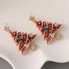 Exquisite Legierung Emaille Weihnachtsbaum Ohrstecker mit Diamanten - Nischen Design für Damen