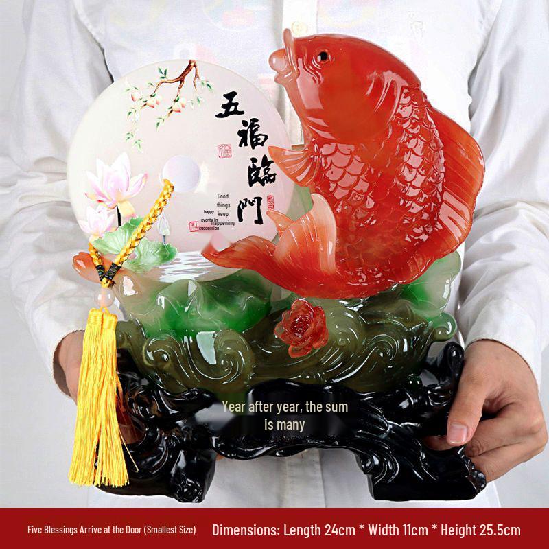 Yearly Abundance Fish Ornament: Home Decor for Living Room, Wine Cabinet, TV Stand - Perfect Housewarming Gift