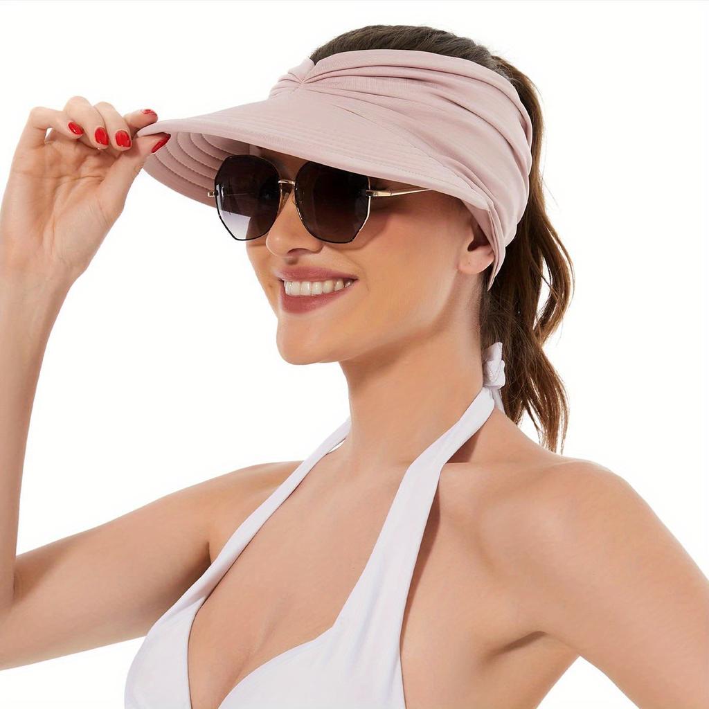 Wide Brim Sun Visor Hat - Packable Summer Beach Cap for Women - UV Protection Beach Sport Hat