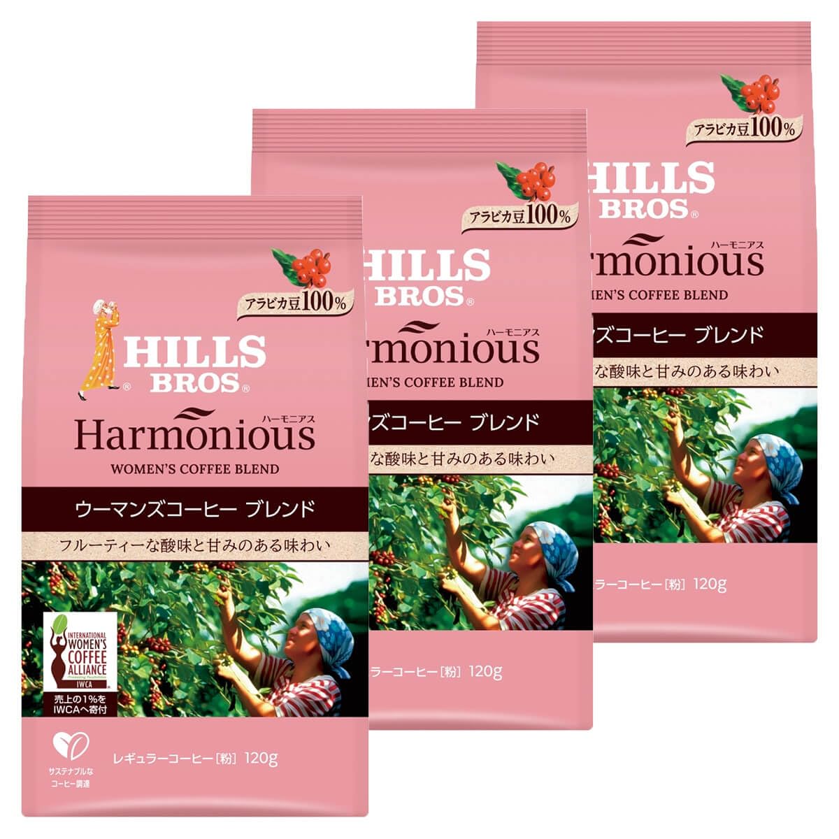 

Hill s Harmonious Women s Coffee Blend, 360g (3 x 120g bags), Regular Ground Coffee (Roasted)