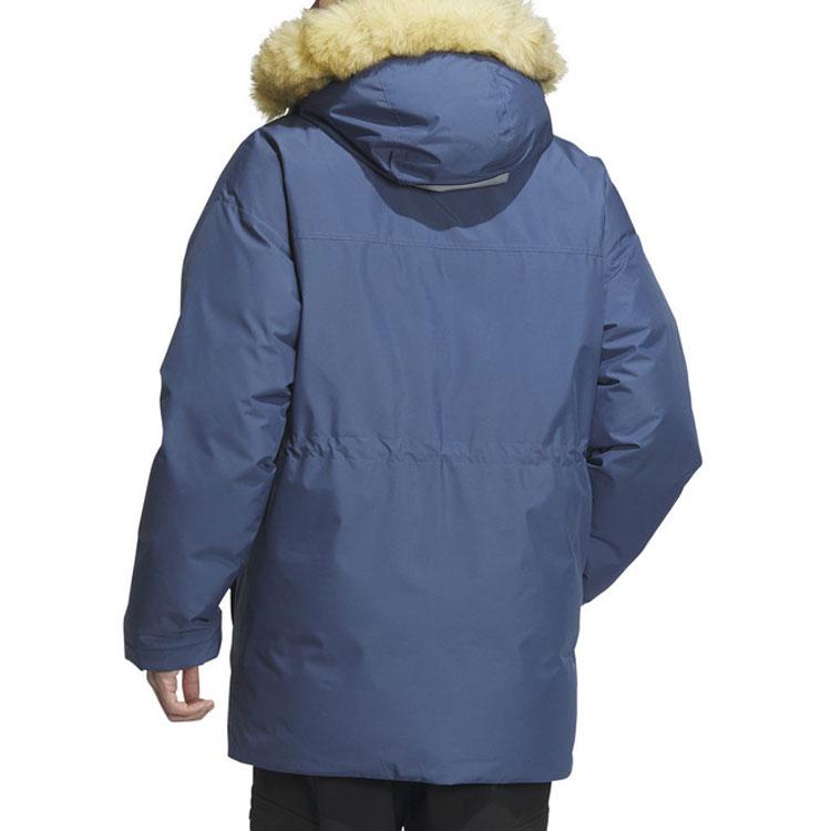 Adidas Padded Windproof Casual Sports Hooded Down Jacket Men Outerwear Dark-Blue IS0367