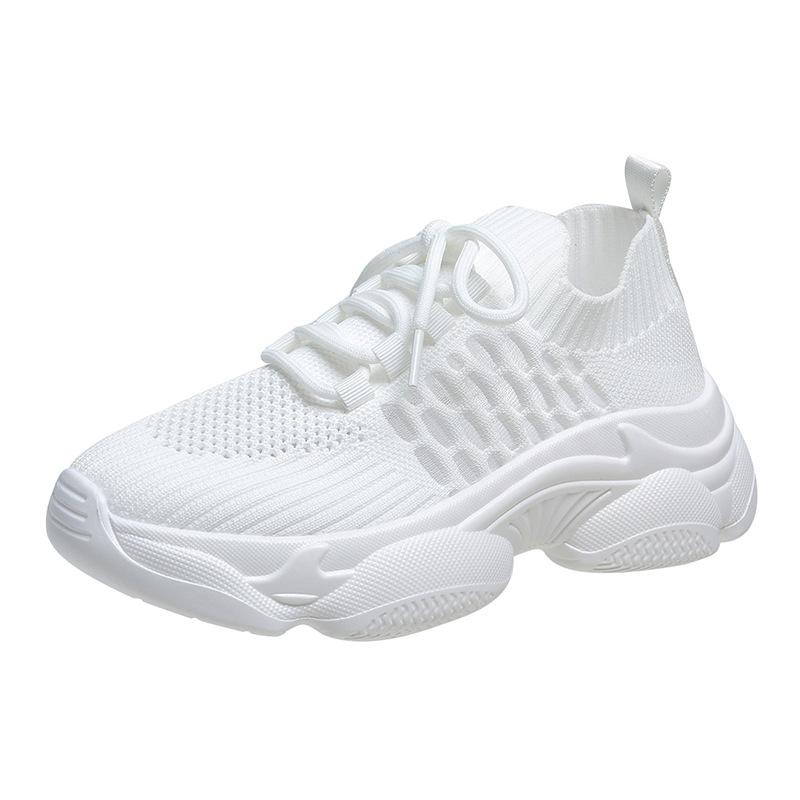 

Женские летние кроссовки-папа, летящее плетение 2025, полая платформа, спортивная обувь, легкие, тонкие, дышащие, на клеевой подошве, корейская версия, сетка 35 белый