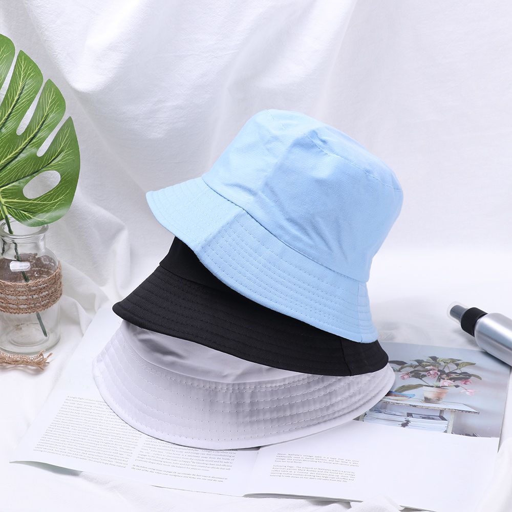 Women Men Cotton Outdoor Sunscreen Bucket Hat Candy Color Sun Caps Fisherman Cap
