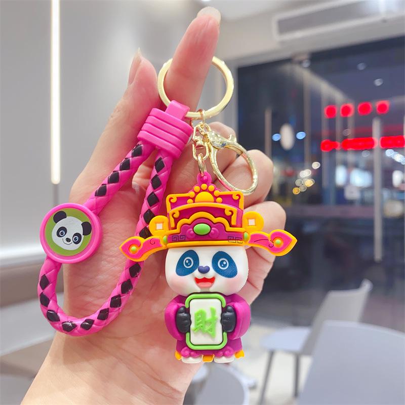 Chinese New Year God of Wealth Panda Keychain – Soft Rubber Charm Pendant and Small Gift