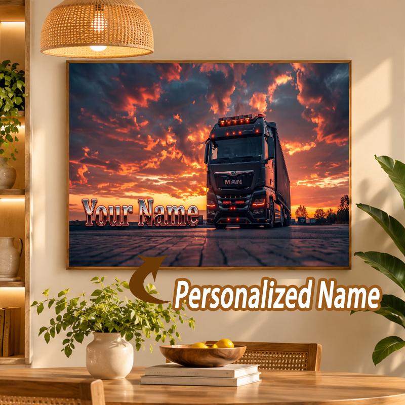 Custom Name MAN Truck 5D Diamond Painting Personalized Full Drill Diamond Art Kit Gift