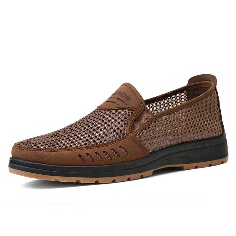 Large Size Men's Shoes Summer Men's Old Beijing Cloth Shoes Breathable Casual Dad Shoes Elderly Shoes One Pedal Mesh Shoes