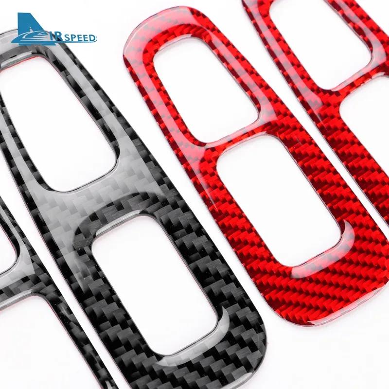 For Kia Stinger      LHD RHD Real Soft Carbon Fiber Car Door Window Button Panel Trim Sticker Accessories