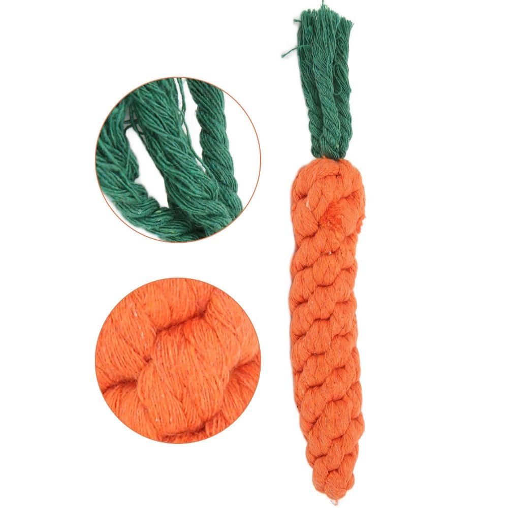 Carrot Shaped Dog Chew Toy Orange Pet Rope Knot Toy Puppy Teething Toy Interactive Play