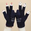 Knitted Touchable Screen Gloves Winter Full Finger Mittens Stretchy Warm Three Finger Exposed Gloves for Girls Teens