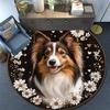 Collie Dog Round Area Rug,Carpet Rug for Living Room Bedroom Sofa Playroom Decor,Non-slip Floor Mat