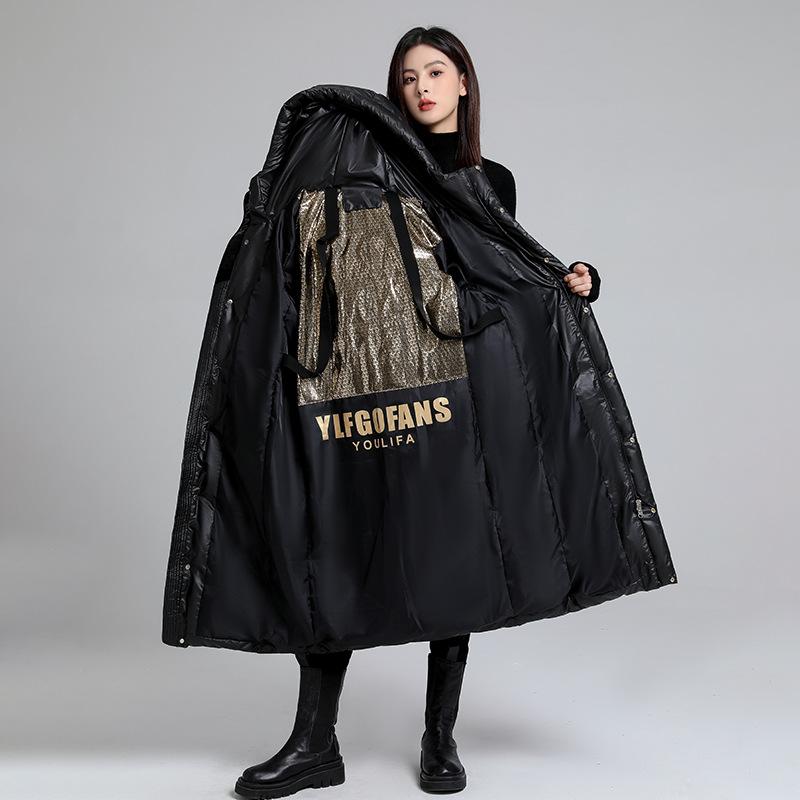 Winter Large Size Plus Long Cotton-padded Coat Women's Black Cold-proof Coat