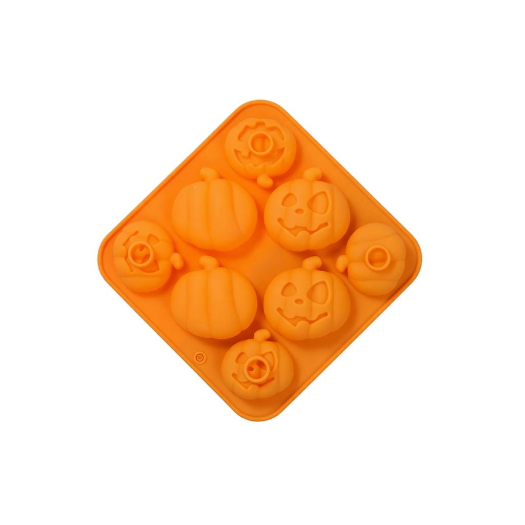 Halloween Silicone - 8 Cavity Pumpkin Shape, Food Grade, Easy Release, Baking for Chocolate Candy Soap