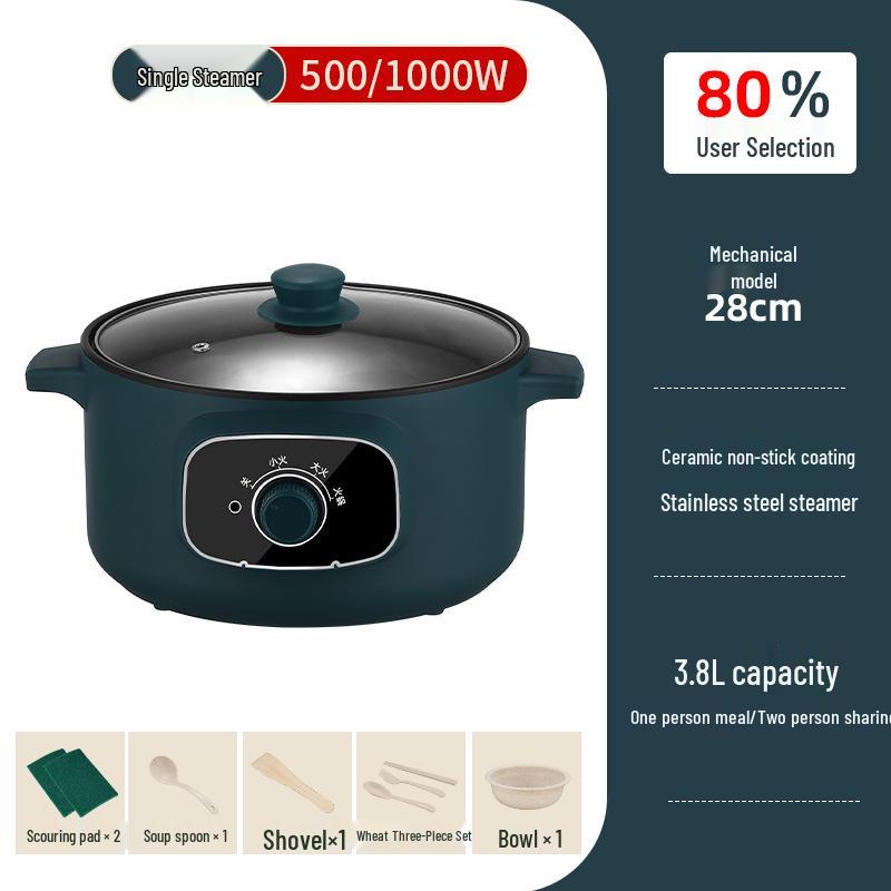 Multi-Functional Electric Cooker: Hot Pot, Stir-Fry, and Noodle Maker for Dorms and Bedrooms