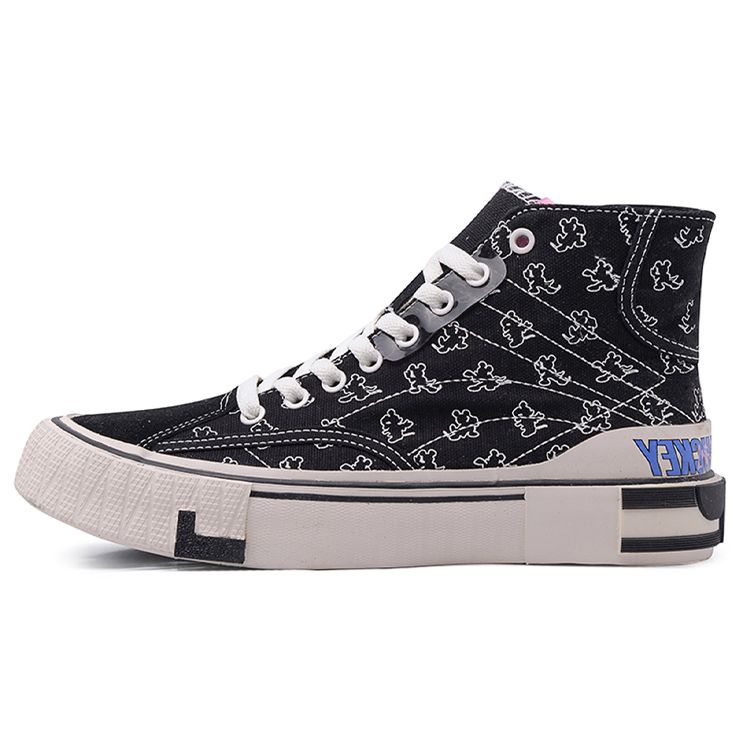 

Li Ning We Wo Disney Authorized Series Kung Fu Mi Ji Canvas Hi Нескользящие износостойкие высокие кроссовки для скейтбординга женские кроссовки черные белые AGCQ202-1