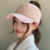 New Autumn and Winter Thermal Hat Rabbit Hair Blended Empty Top Cap Versatile Women's Knitted Windproof Cycling Sports Hat