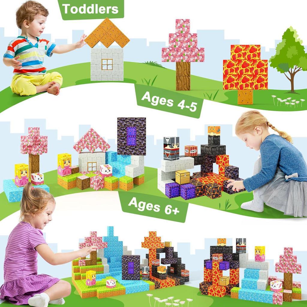 Magnetic World Forest Cube: Mini Magnetic Building Blocks Set