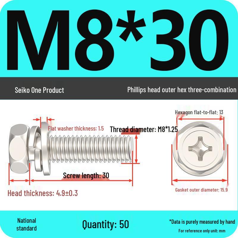 Hexagon Head Combination Screw Bolt Set with Washer and Spring Washer