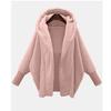 Autumn and Winter Women's Solid Color Long-sleeved Hooded Loose Plush Jacket Women