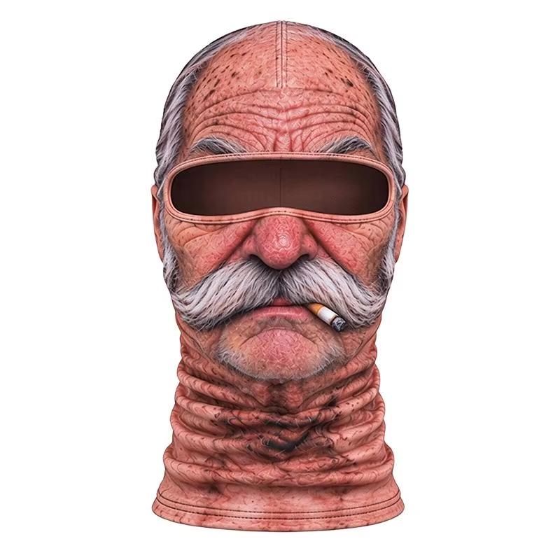 Funny 3D Face Balaclava Hat Full Face Covering Hood Balaclava Motorcycle Riding Skiing Face Mask Outdoor Warm Fleece Hat