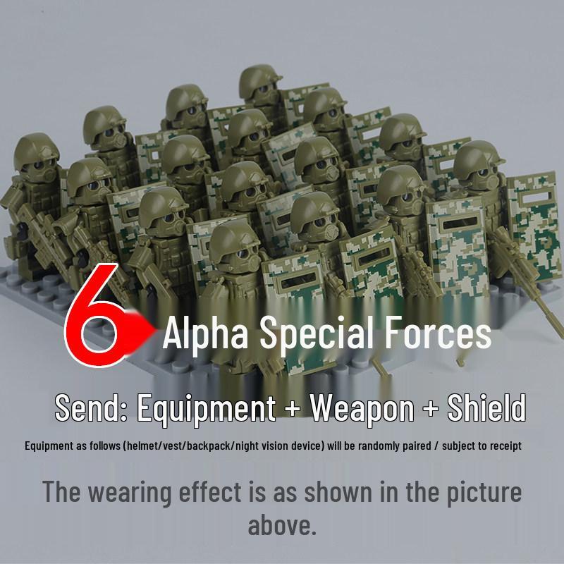 Police Military Jungle Special Forces Soldier Minifigure Kit with Weapons and Equipment - Assembly Toys for Boys